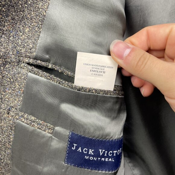 Jack Victor Lanzawood Sport Coat Blazer 42R Men’s Wool Tweed Dark Green Jacket - Picture 15 of 16